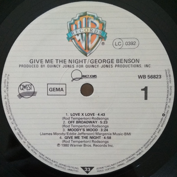 George Benson : Give Me The Night (LP, Album)