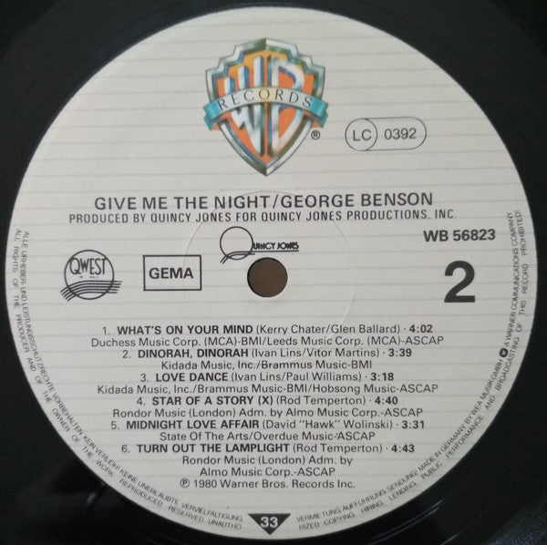 George Benson : Give Me The Night (LP, Album)