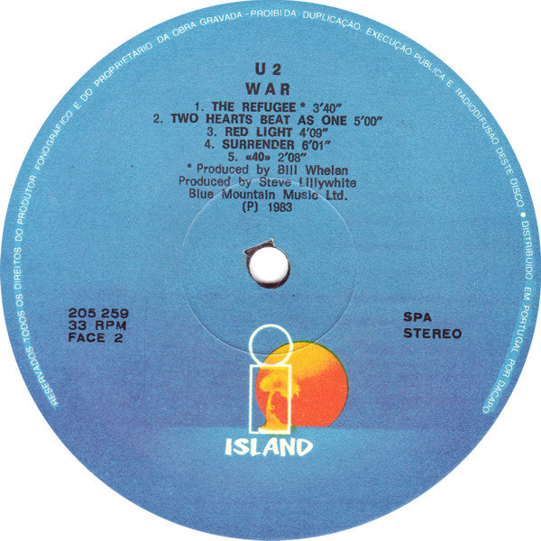 U2 : War (LP, Album, Gat)