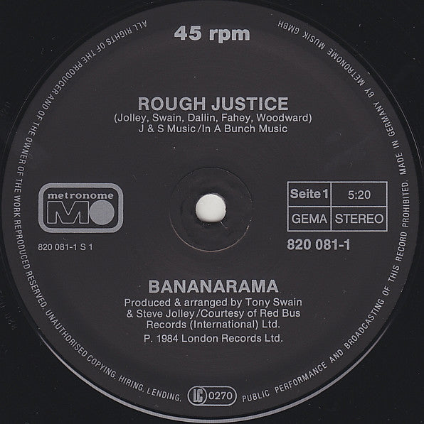 Bananarama : Rough Justice (12", Maxi)