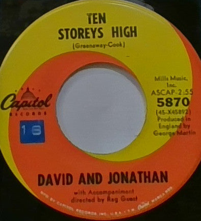 David & Jonathan : Ten Storeys High (7", Single)