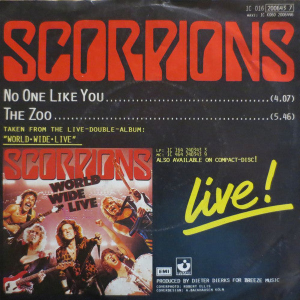Scorpions : No One Like You (Live!) (7", Single)