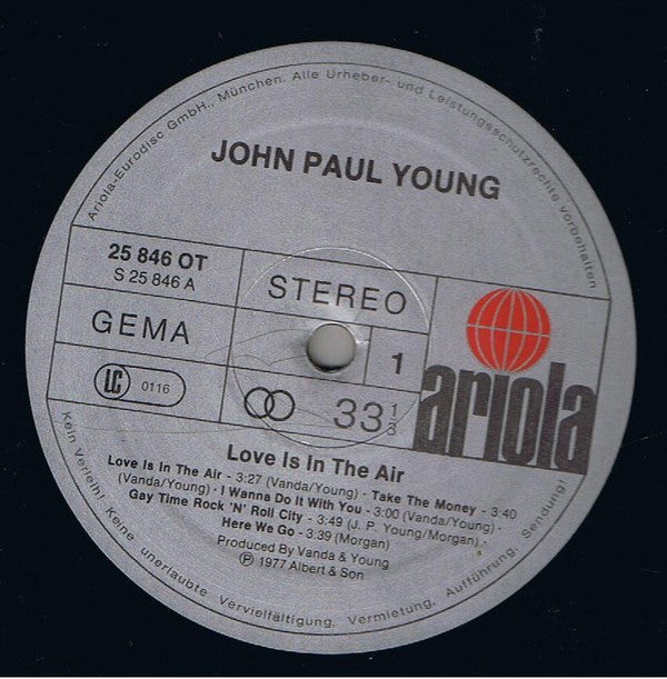 John Paul Young : Love Is In The Air (LP, Album, Comp)