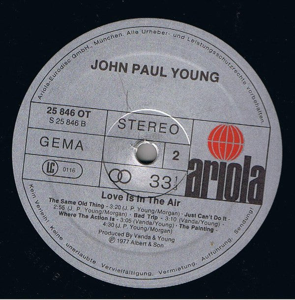John Paul Young : Love Is In The Air (LP, Album, Comp)