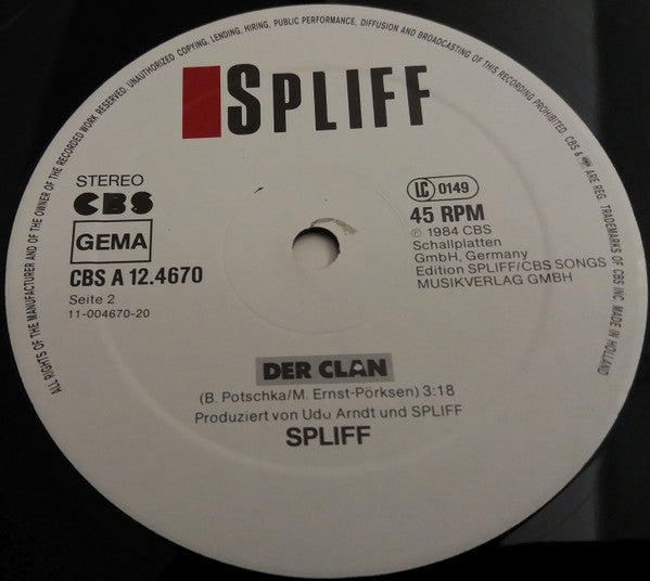 Spliff : Radio (Special 12"-Club Mix) (12")