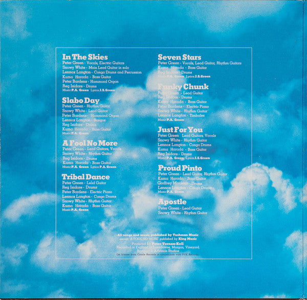 Peter Green (2) : In The Skies (LP, Album, RE, Gat)