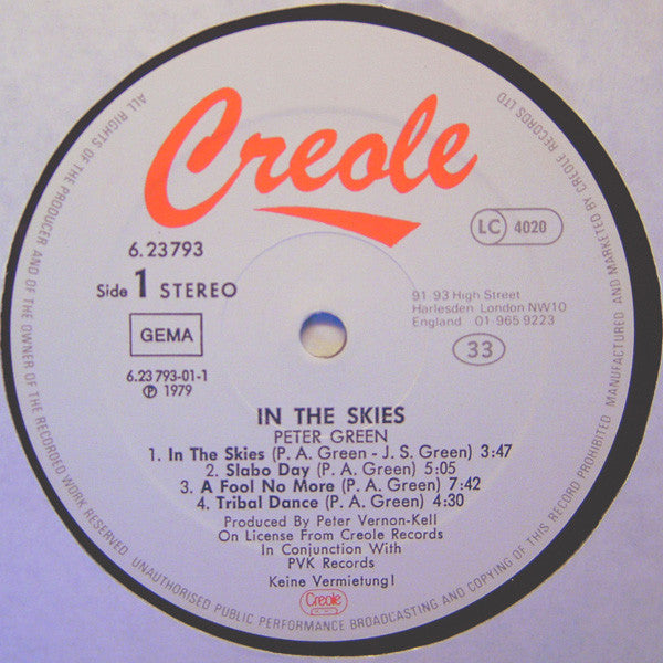 Peter Green (2) : In The Skies (LP, Album, RE, Gat)
