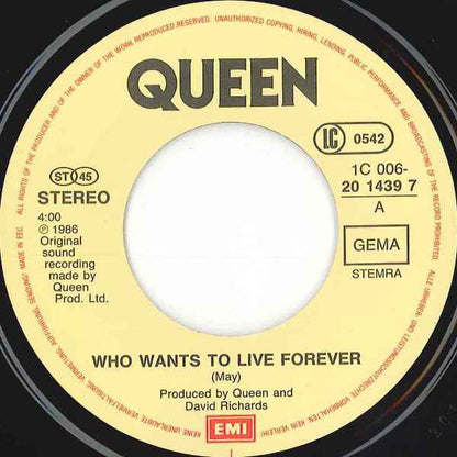 Queen : Who Wants To Live Forever (7", Single)