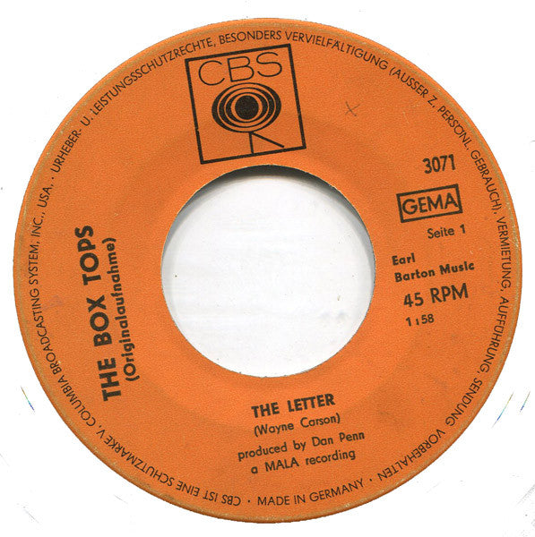 The Box Tops* : The Letter / Happy Times (7", Single)