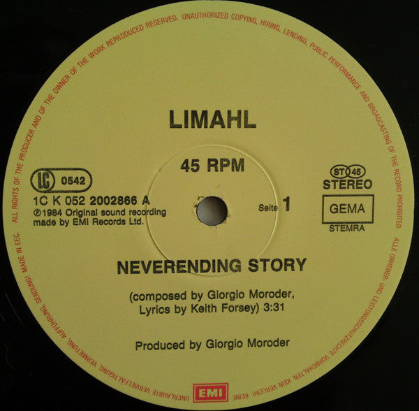 Limahl : The NeverEnding Story (12", Maxi)