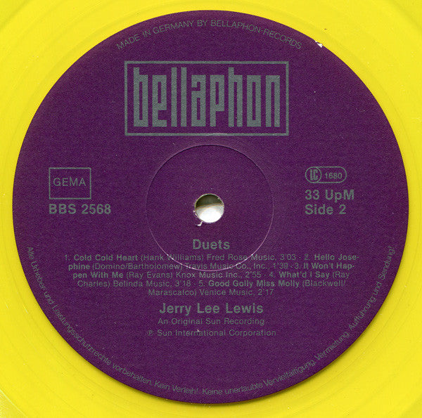 Jerry Lee Lewis And Friends : Duets (LP, Album, Yel)
