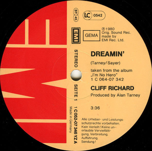 Cliff Richard : Dreamin' (12", Maxi)