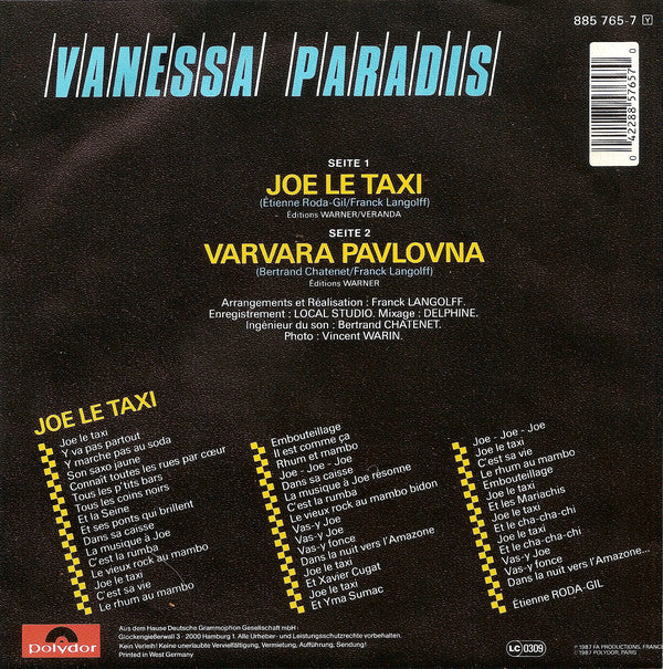 Vanessa Paradis : Joe Le Taxi (7", Single)