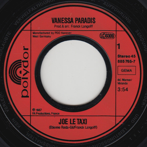Vanessa Paradis : Joe Le Taxi (7", Single)