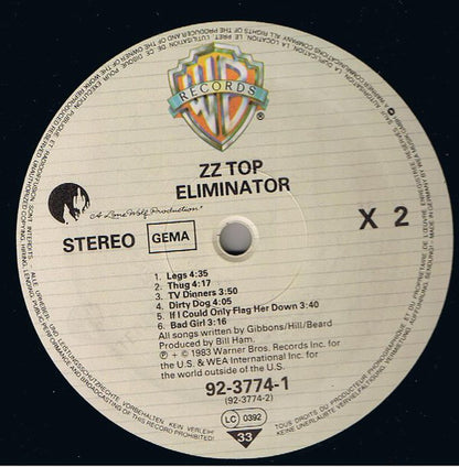 ZZ Top : Eliminator (LP, Album, RSA)