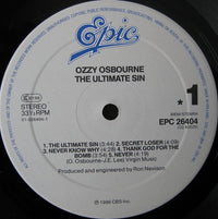 Ozzy Osbourne : The Ultimate Sin (LP, Album)