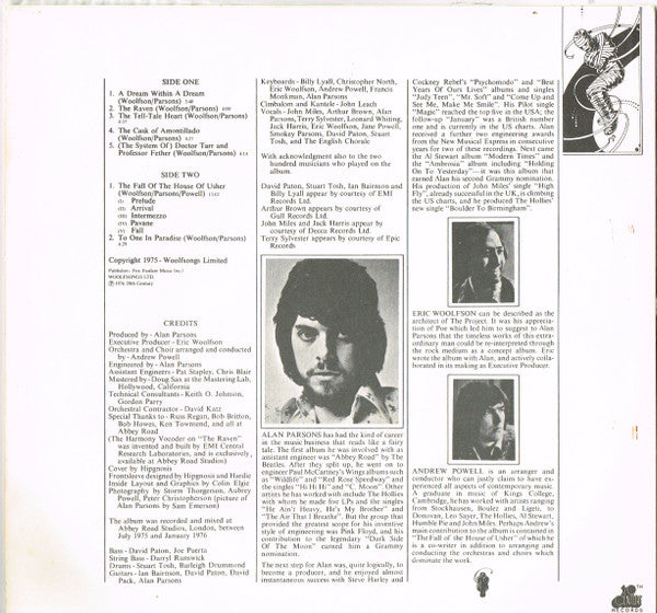 The Alan Parsons Project : Tales Of Mystery And Imagination - Edgar Allan Poe (LP, Album)