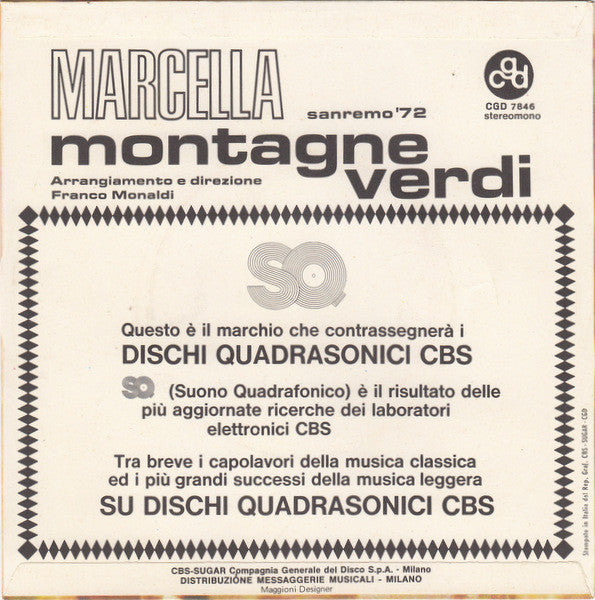 Marcella* : Montagne Verdi (7")