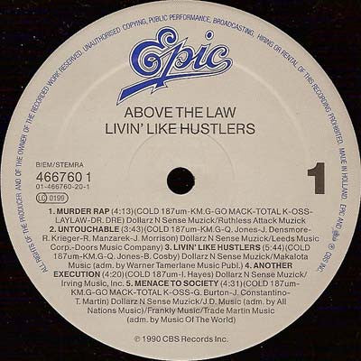 Above The Law : Livin' Like Hustlers (LP, Album)
