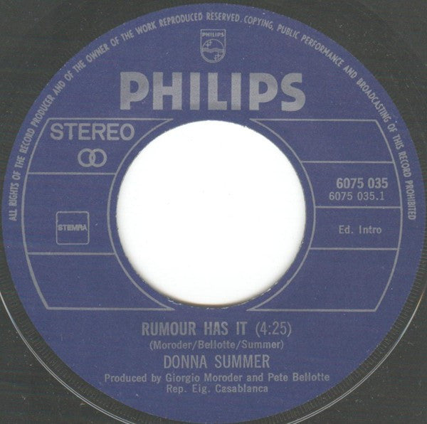 Donna Summer : Rumour Has It (7", Single)