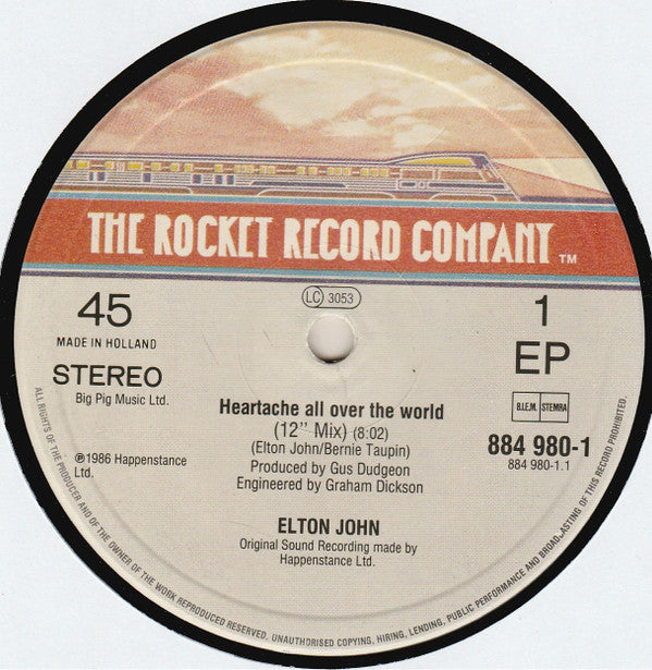 Elton John : Heartache All Over The World (12", EP)