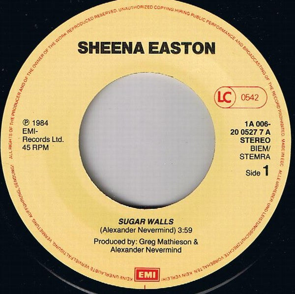 Sheena Easton : Sugar Walls (7", Single)