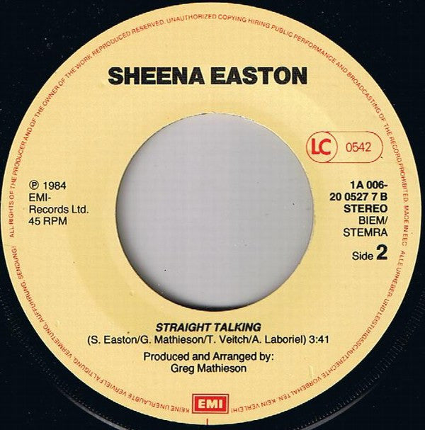 Sheena Easton : Sugar Walls (7", Single)