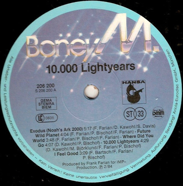 Boney M. : 10.000 Lightyears (LP, Album)