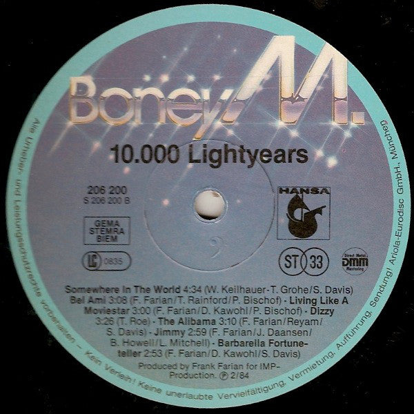Boney M. : 10.000 Lightyears (LP, Album)