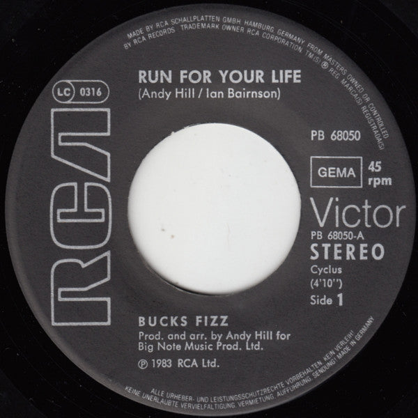 Bucks Fizz : Run For Your Life (7", Single)