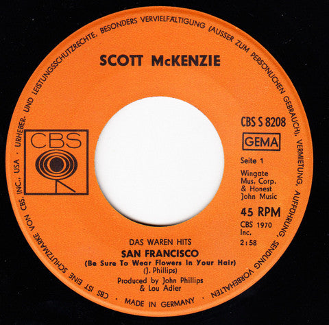 Scott McKenzie : San Francisco (7", Single)