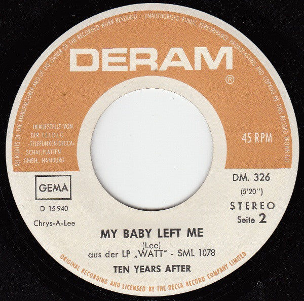 Ten Years After : I'm Coming On (7", Single)