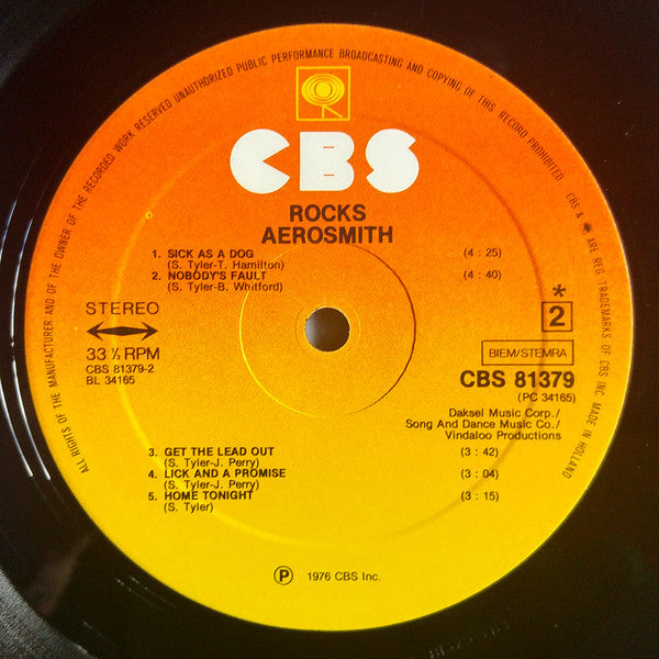 Aerosmith : Rocks (LP, Album, Tex)