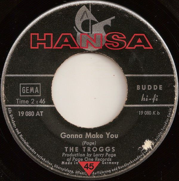 The Troggs : I Can't Control Myself / Gonna Make You (7", Single)