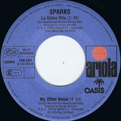 Sparks : La Dolce Vita (7", Single)