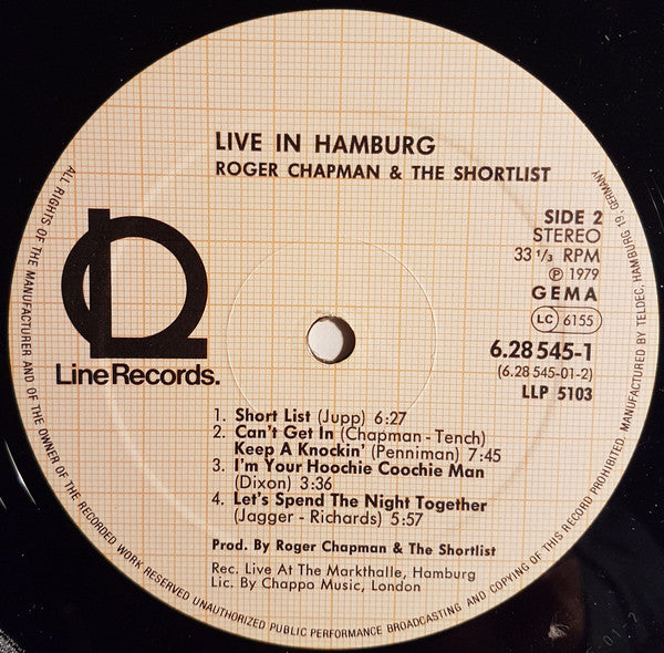 Roger Chapman And The Shortlist : Live In Hamburg (LP + LP, 45  + Flexi, 7", S/Sided + Album, Ltd)