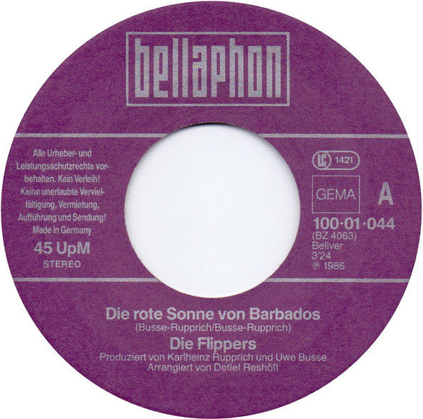 Die Flippers : Die Rote Sonne Von Barbados (7", Single)
