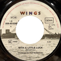 Wings (2) : With A Little Luck (7", Single)
