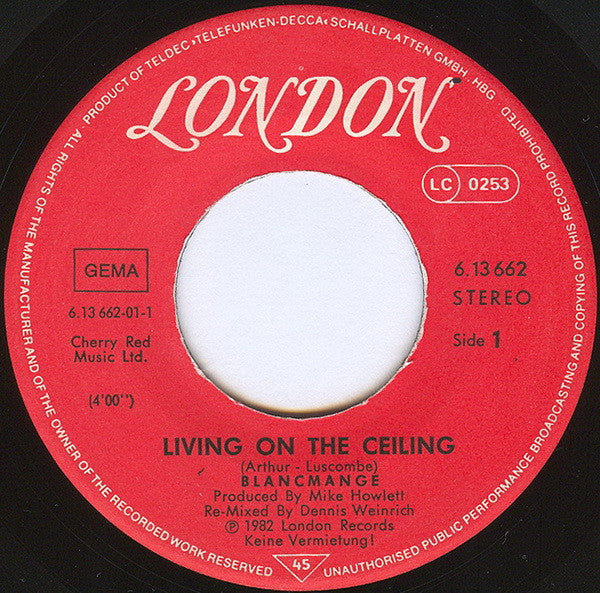 Blancmange : Living On The Ceiling (7", Single)