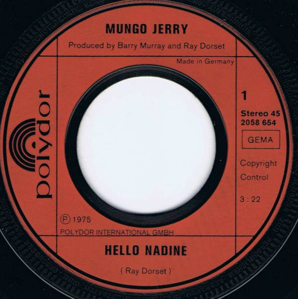 Mungo Jerry : Hello Nadine (7", Single)