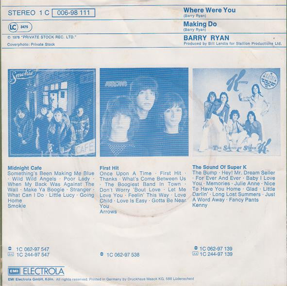 Barry Ryan : Where Were You (7")