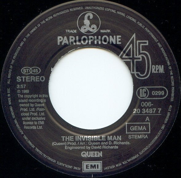 Queen : The Invisible Man (7", Single)