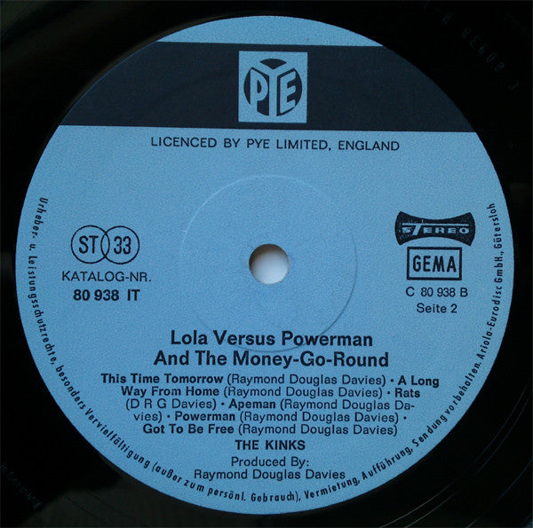 Kinks* : Lola Versus Powerman And The Moneygoround Part One (LP, Album, Blu)