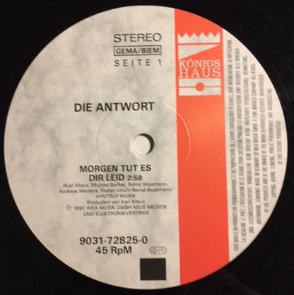 Die Antwort (2) : Morgen Tut Es Dir Leid (12")