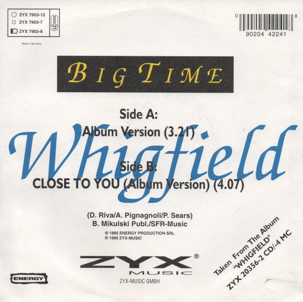 Whigfield : Big Time (7", Single)