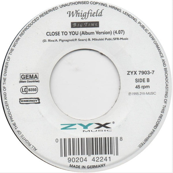 Whigfield : Big Time (7", Single)