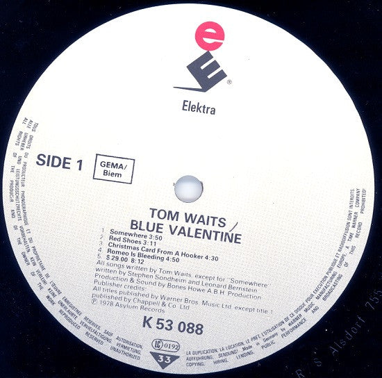 Tom Waits : Blue Valentine (LP, Album, RE, RP, Gat)