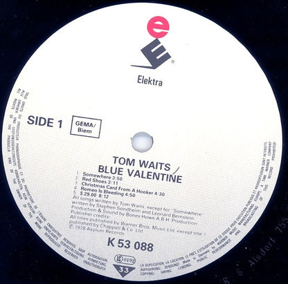 Tom Waits : Blue Valentine (LP, Album, RE, RP, Gat)