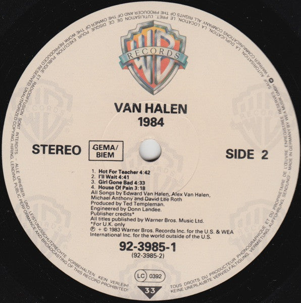Van Halen : 1984 (LP, Album)