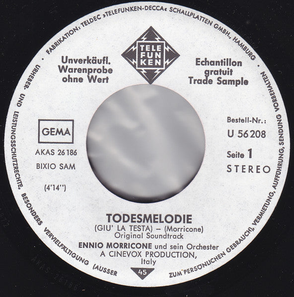 Ennio Morricone : Todesmelodie / Nach Dem Knall (7", Single, Promo)